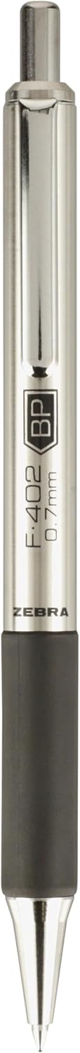 Zebra Pen STEEL F-402 Retractable Ballpoint Pen, Black Ink, 0.7mm, 2-Pack