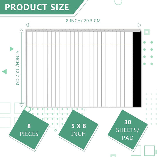 Legal Pads 5 x 8 Inch Notepad 8 Pack Note Pads 5 x 8 College Ruled Memo Pad