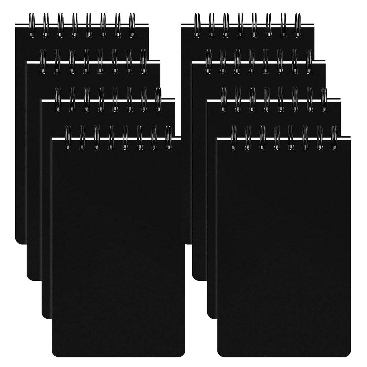 Thboxes 8 Pack Pocket Notebooks, 3 X 5 Spiral Notepads, Black