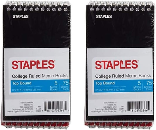 Staples Top Bound Memo Books, 3" x 5", 10/Pack (10 Pack)