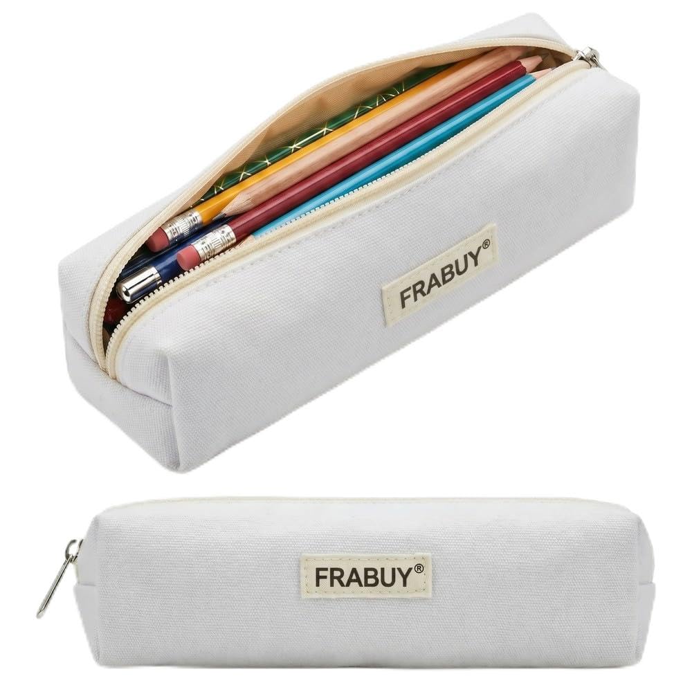Canvas Pencil Case Pouch, Multipurpose Pen Bag Stationery White