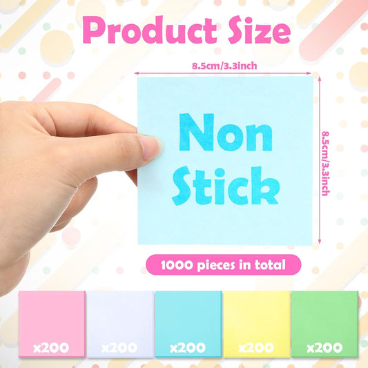 Resurhang 1000 Pieces Small Note Pad 3.4 Inch x 3.4 Inch, Pastel Colors