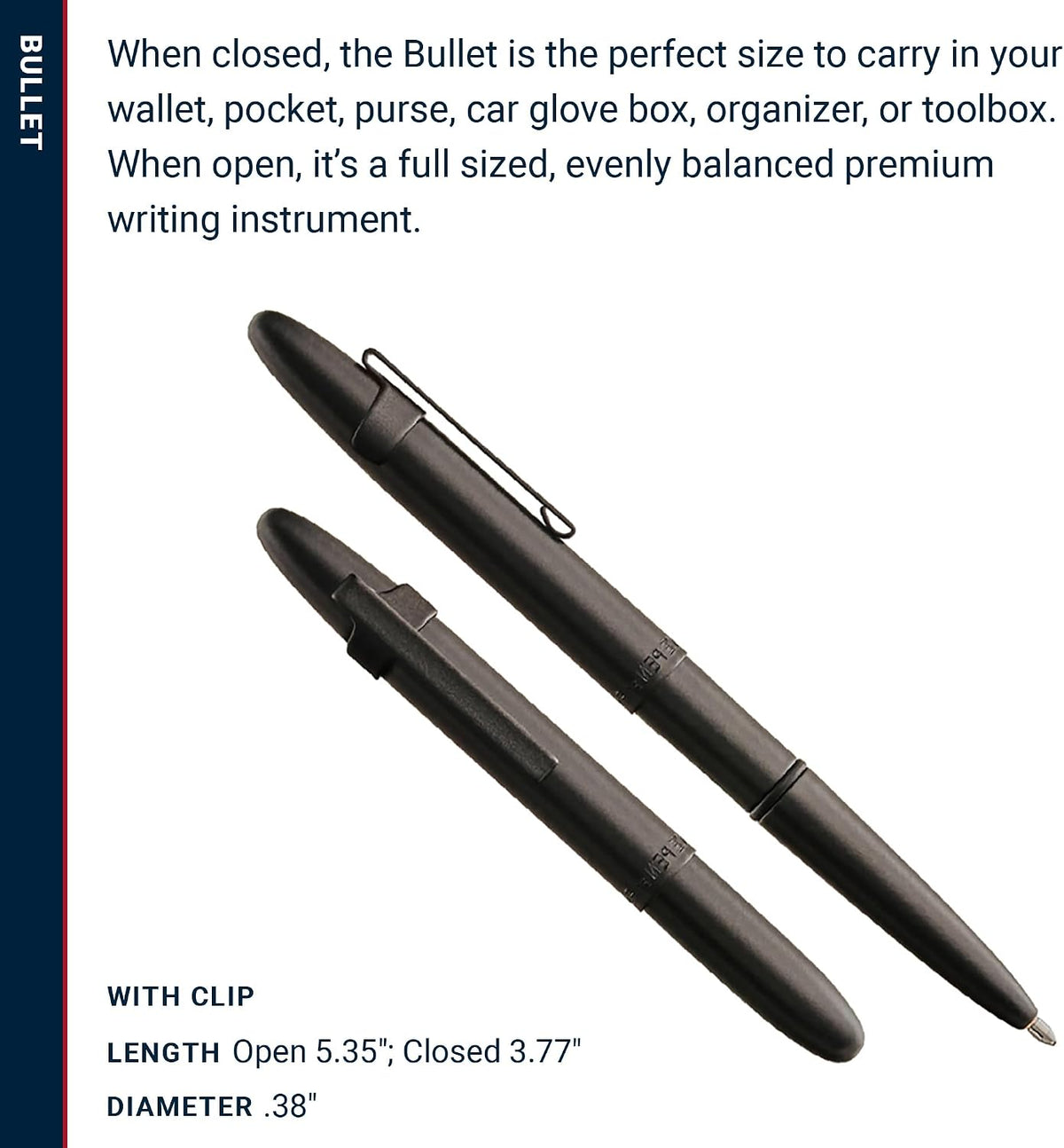 Fisher Space Pen Matte Black Pressurized Ballpoint Bullet Pen
