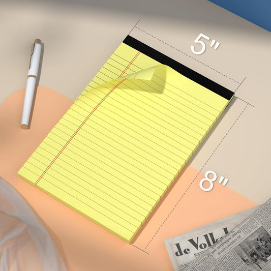 Nichela 5" x 8" Yellow Legal Pads Writing Pads 12 Pack of Notepad 80gsm Paper Small College Ruled Note Pads Perforated Memo Pads 30 Sheets Yellow Paper Pad