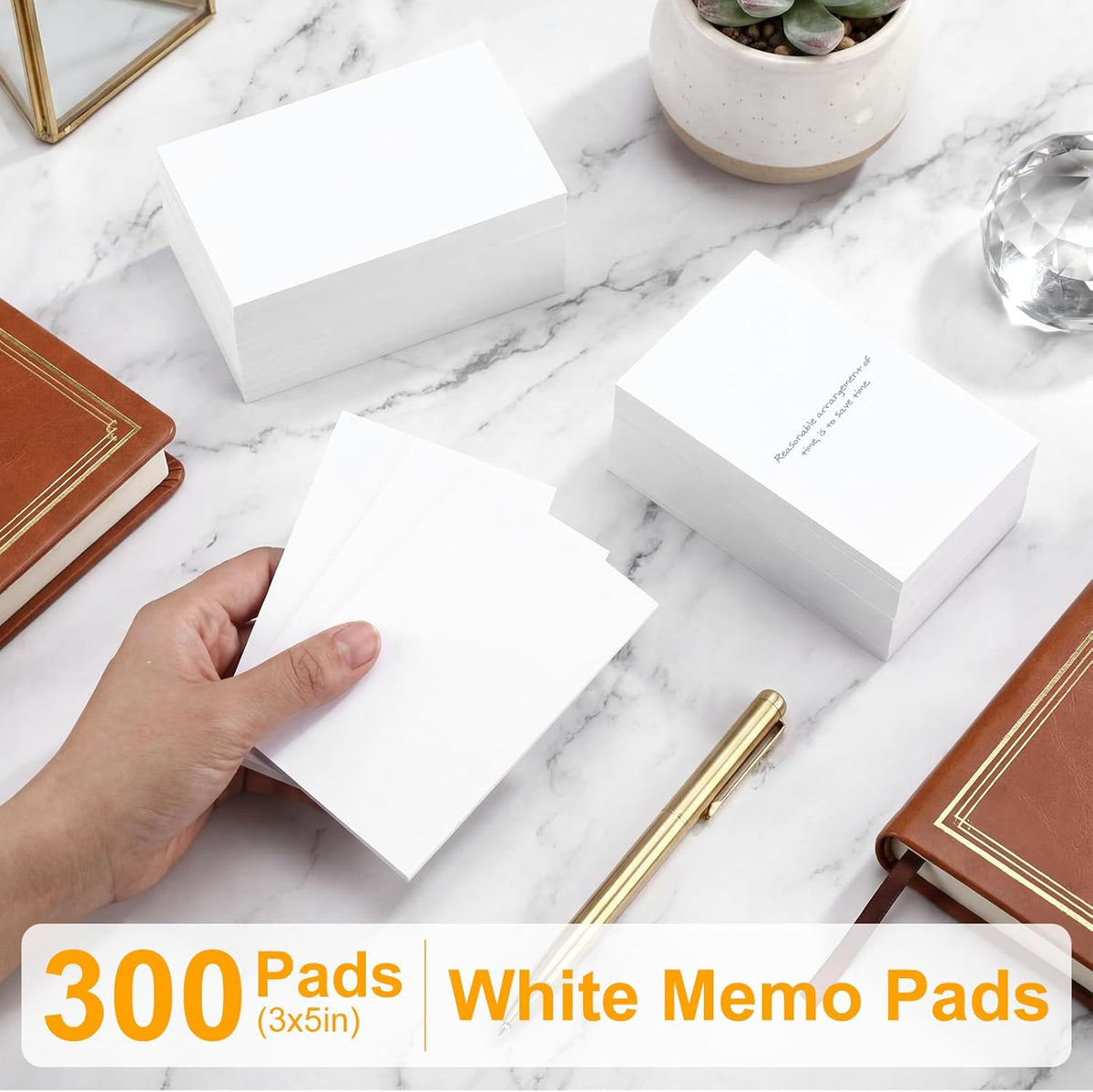 Fainne Pack 3 x 5 Inch Paper Note Pads White Memo Pad Blank, 300 Pack