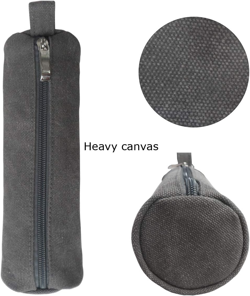 Heavy Canvas Stationery Stylish Simple Pencil Bag and Durable Compact Zipper Pencil Case Pouch 1 Pack Gray