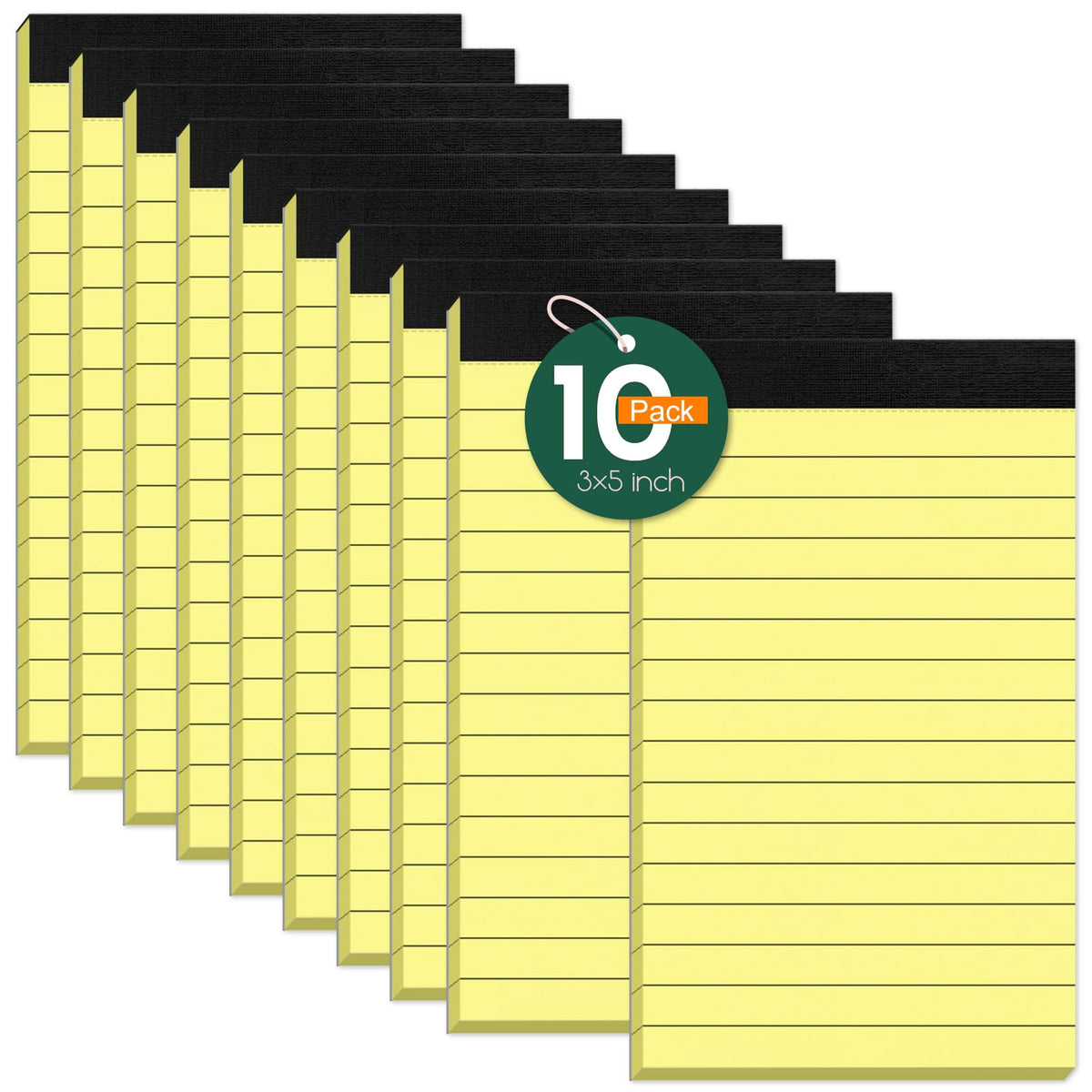 12 Pack Notepads 3x5, Perforated Yellow Lined Paper Memo Pads, 30 Sheets