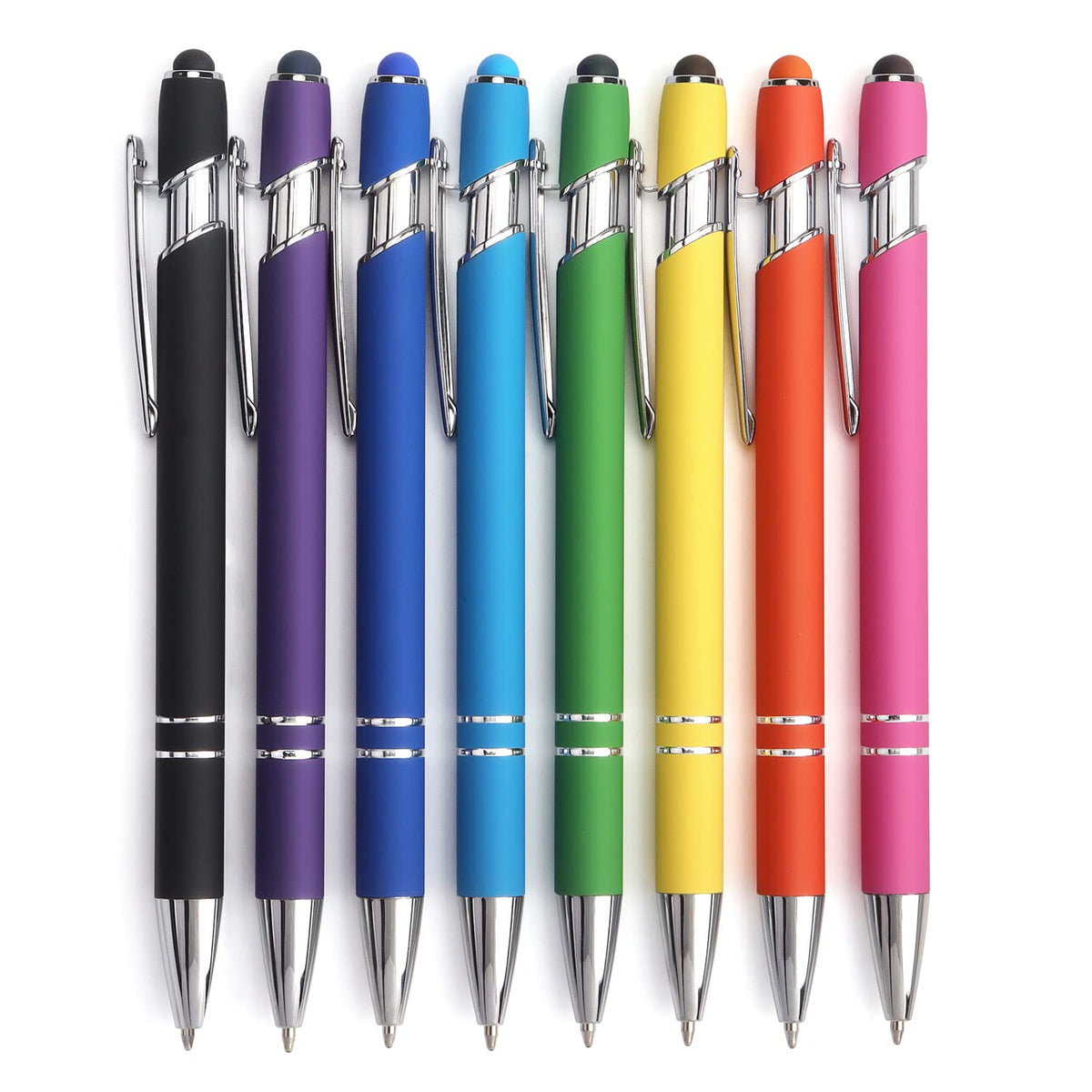 Bribobo 8 Pack Ballpoint Pen 2-in-1 Stylus, 1.0 mm Black Ink