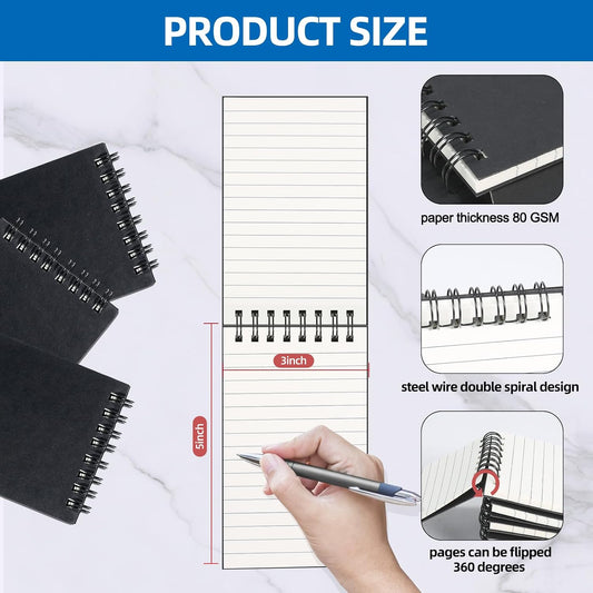12 Pack 3x5" Spiral Pocket Notebook, College Ruled Small Notepad for School