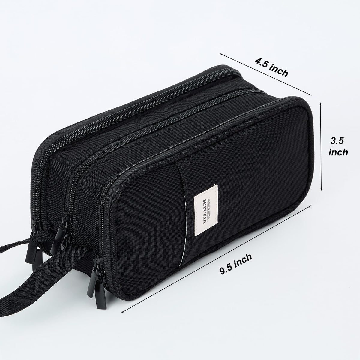 Pencil Case Pouch, Large Capacity Pencil Box Bag, Aesthetic Pen Organizer for School Supplies, Cute Preppy Stuff for Girls Boys Kids, Back to College Stationery, Black
