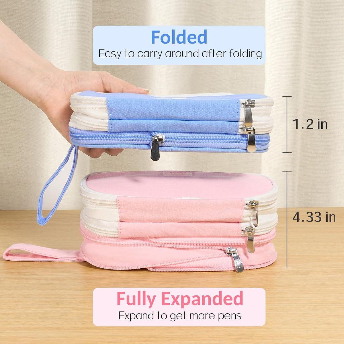 Sooez Large Pencil Case, Expandable Pencil Bag Pouch, Pen Bag with Zipper