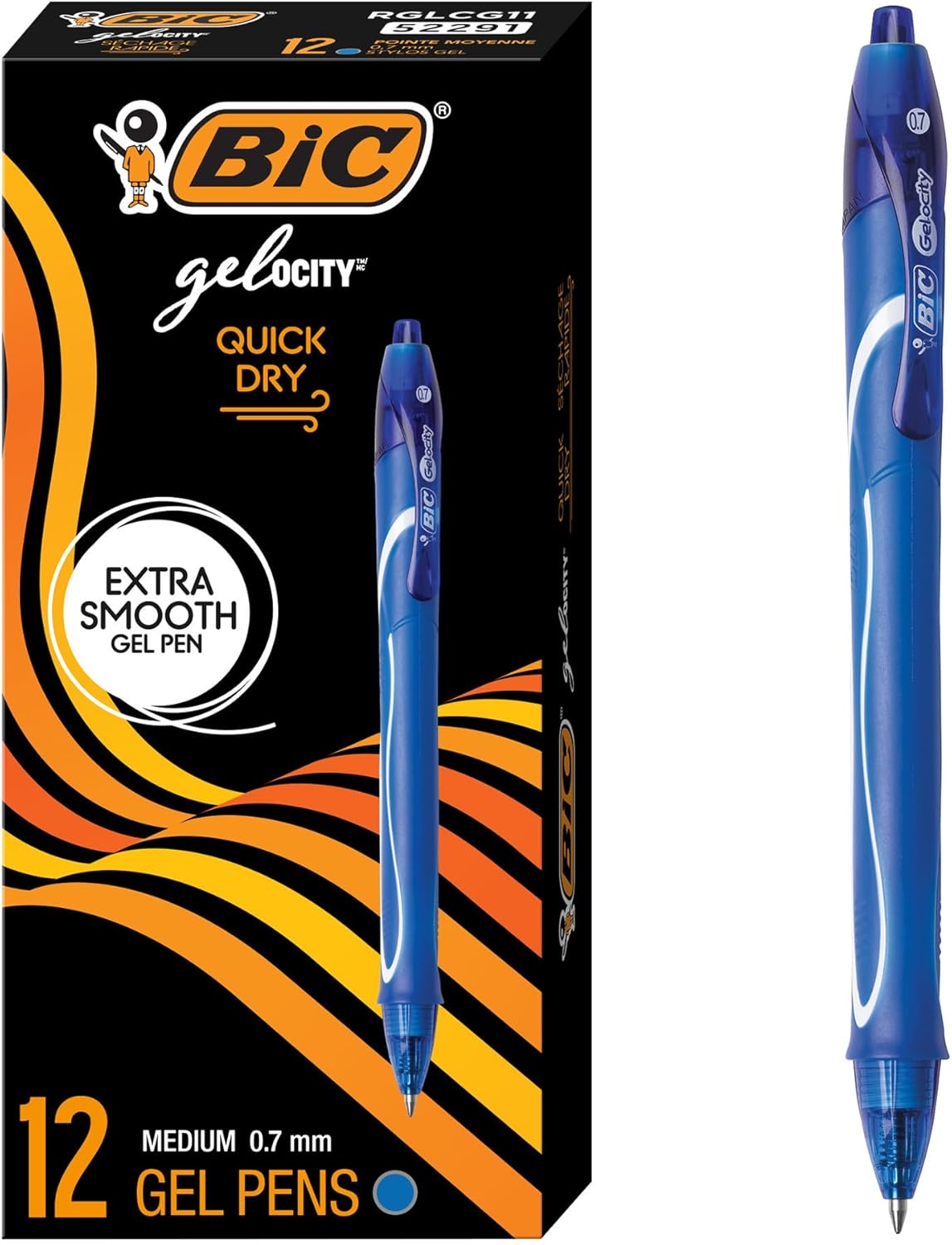 BIC Gelocity Quick Dry Gel Pens, 12-Count in Black Ink