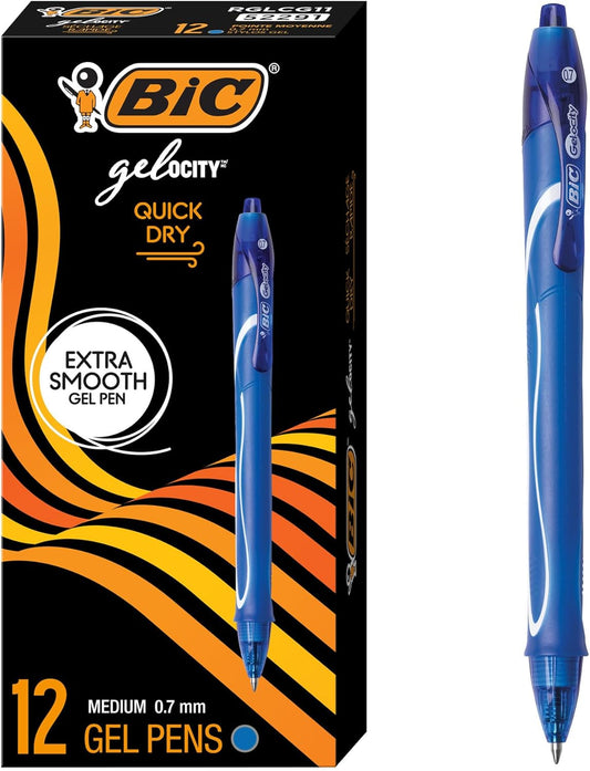BIC Gelocity Quick Dry Gel Pens, 12-Count in Black Ink