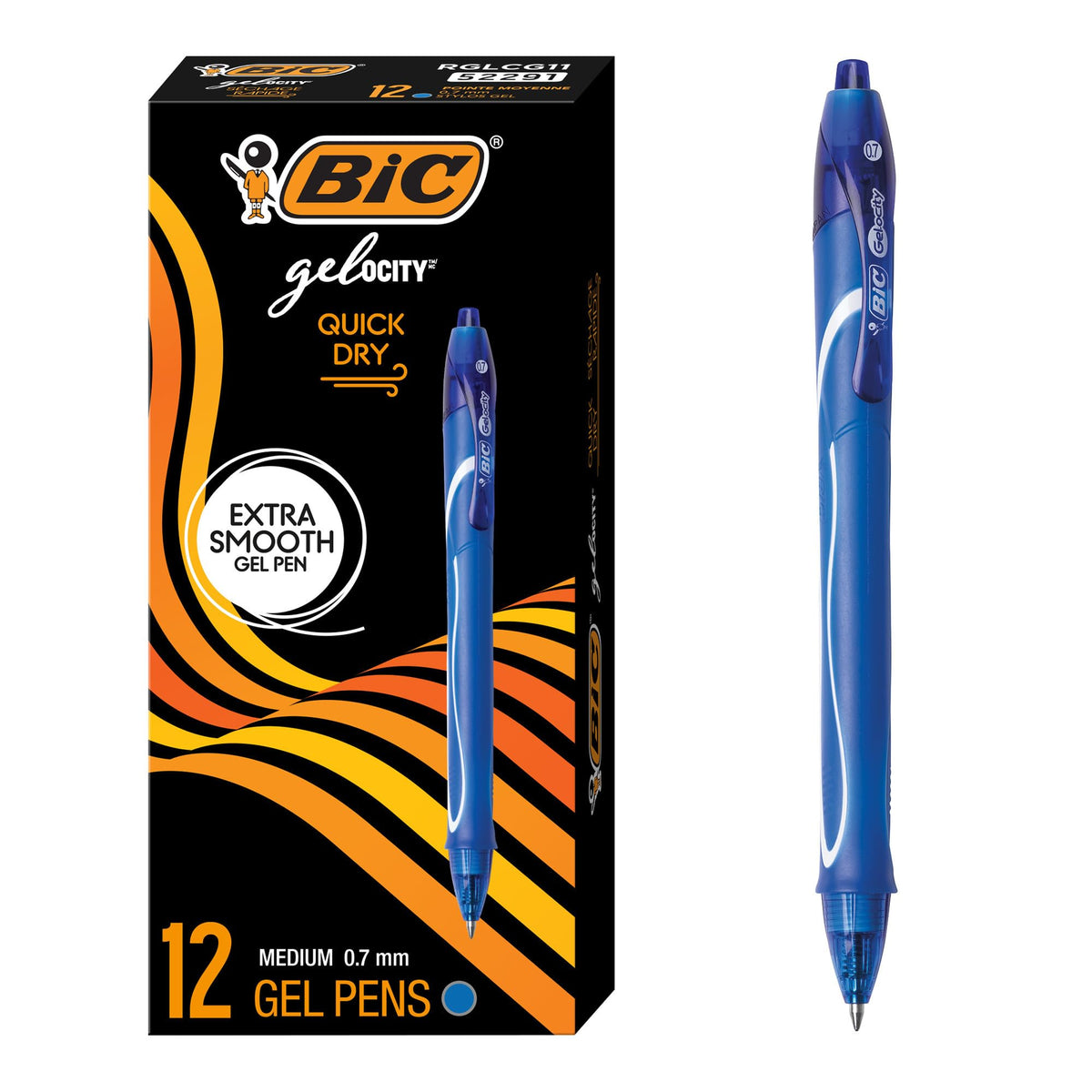 BIC Gelocity Quick Dry Gel Pens, 12-Count in Black Ink
