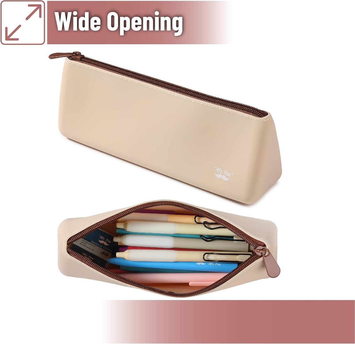Mr. Pen- Silicone Pencil Case Pouch, Warm Beige