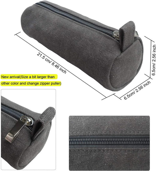 Heavy Canvas Stationery Stylish Simple Pencil Bag and Durable Compact Zipper Pencil Case Pouch 1 Pack Gray