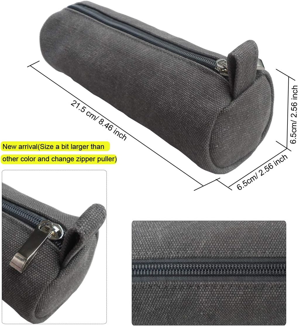 Heavy Canvas Stationery Stylish Simple Pencil Bag and Durable Compact Zipper Pencil Case Pouch 1 Pack Gray