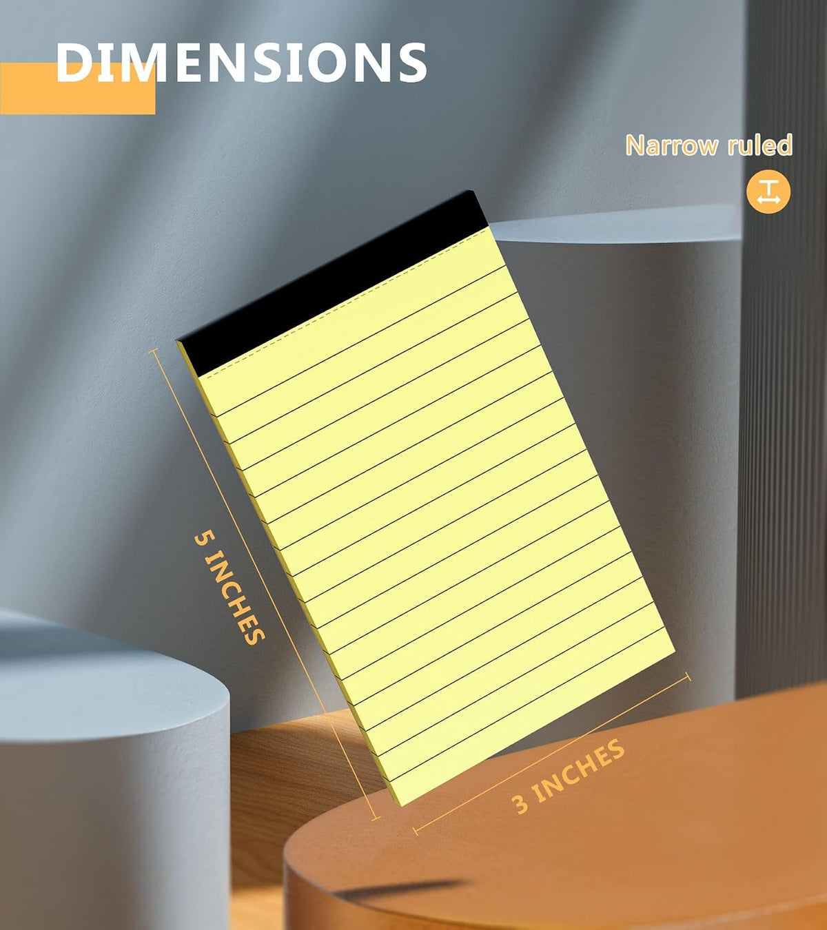 12 Pack Notepads 3x5, Perforated Yellow Lined Paper Memo Pads, 30 Sheets
