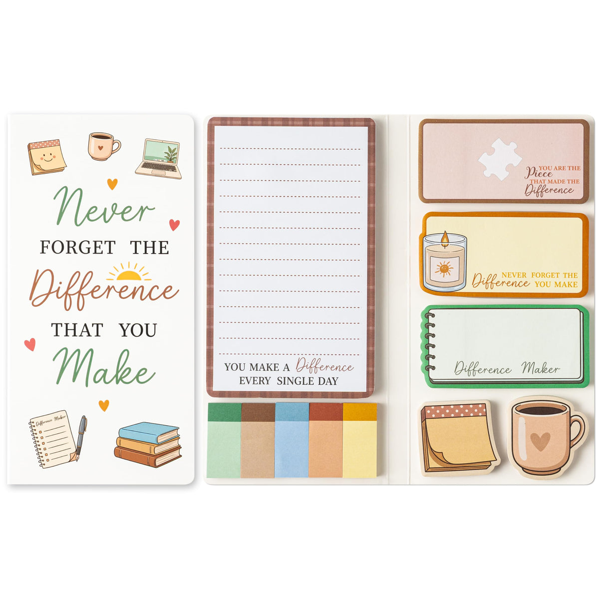 B1ykin Sticky Notes Set - 550 Sheets Memo Writing Pad Cat Floral Design