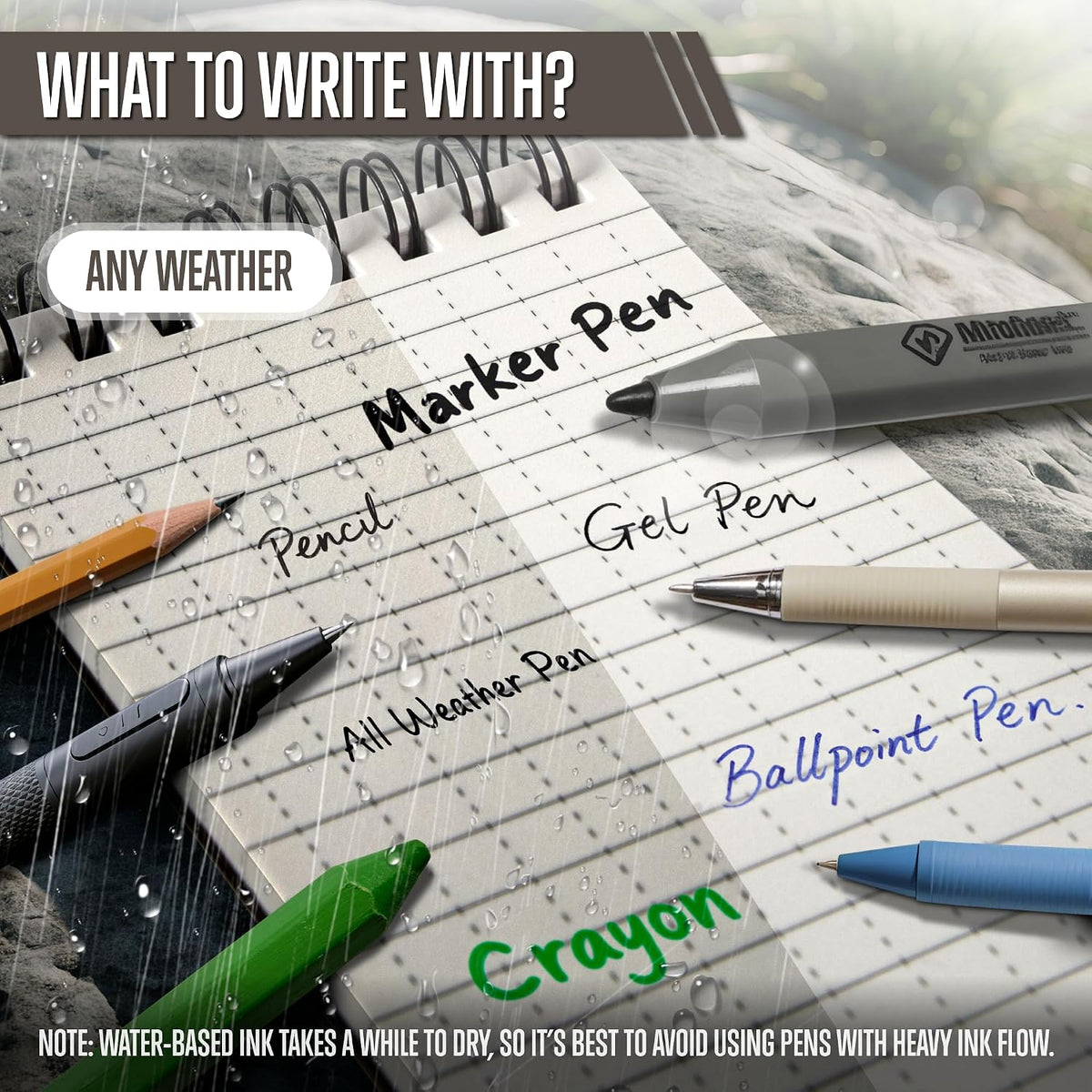 GLORYFIRE 5 Pack Waterproof Notebook, All-Weather Pocket Notepad 3"x5"