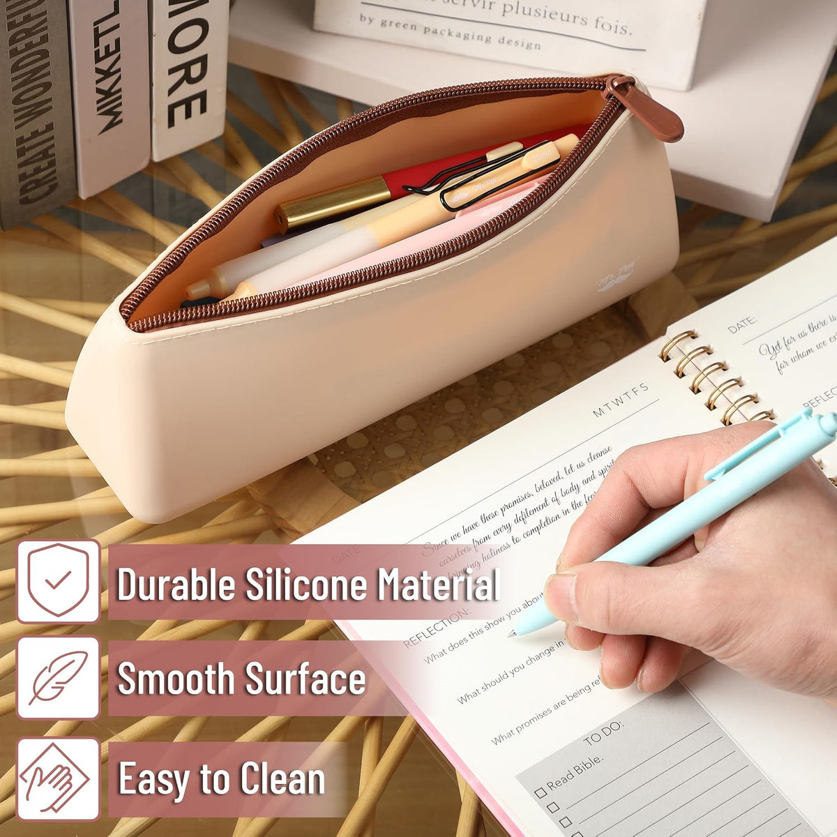 Mr. Pen- Silicone Pencil Case Pouch, Warm Beige