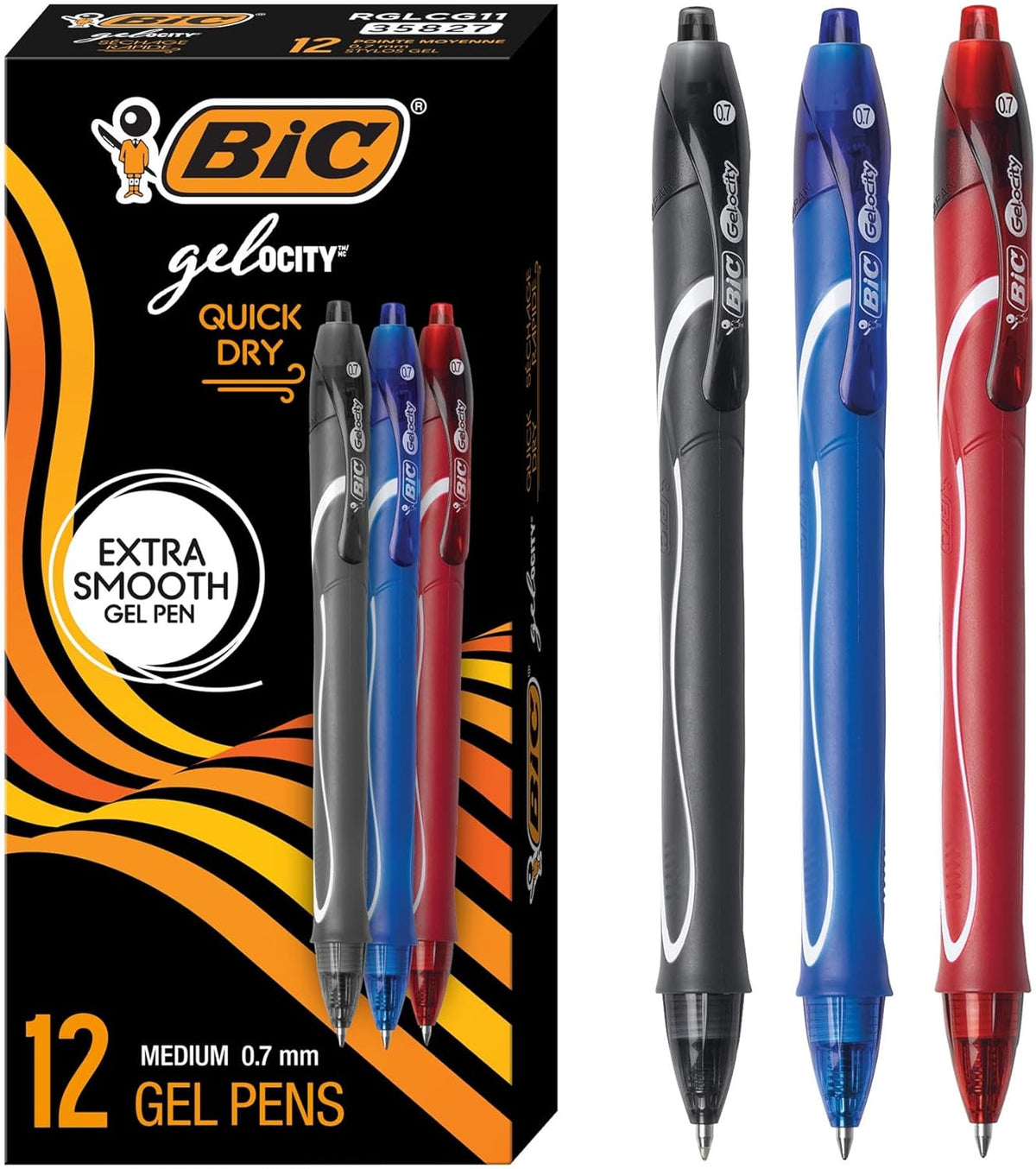 BIC Gelocity Quick Dry Gel Pens, 12-Count in Black Ink