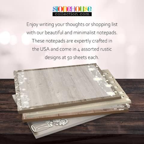 Stonehouse Collection Rustic Notepads - USA Made To Do List Notepad, Multi-Purpose Cute Stationery, Home Office Supplies, Pretty Notebook, 4 Assorted Design Notepads 4.25 x 5.5 inches each, Rustic