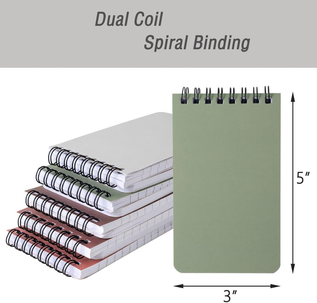 10 Pack Pocket Spiral Notebooks, 3" x 5" Small Memo Pads, Mini Notepads