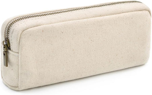Pencil Pen Case, Canvas Pencil Pouch Big Capacity Pen Bag with Zipper Durable Stationary Storage Bag for Adult Students Officers