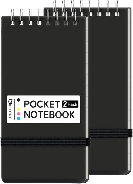 Small Pocket Notebook, Mini Notepad Spiral Notebooks Note Pads (Black, 3x5)