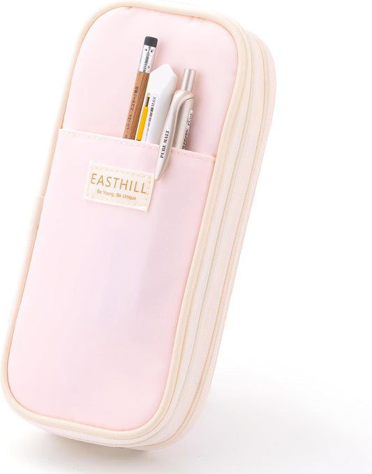 EASTHILL Big Capacity Pencil Case Large Pencil Pouch Stationery Pen Bag for Teen Girls-Pink