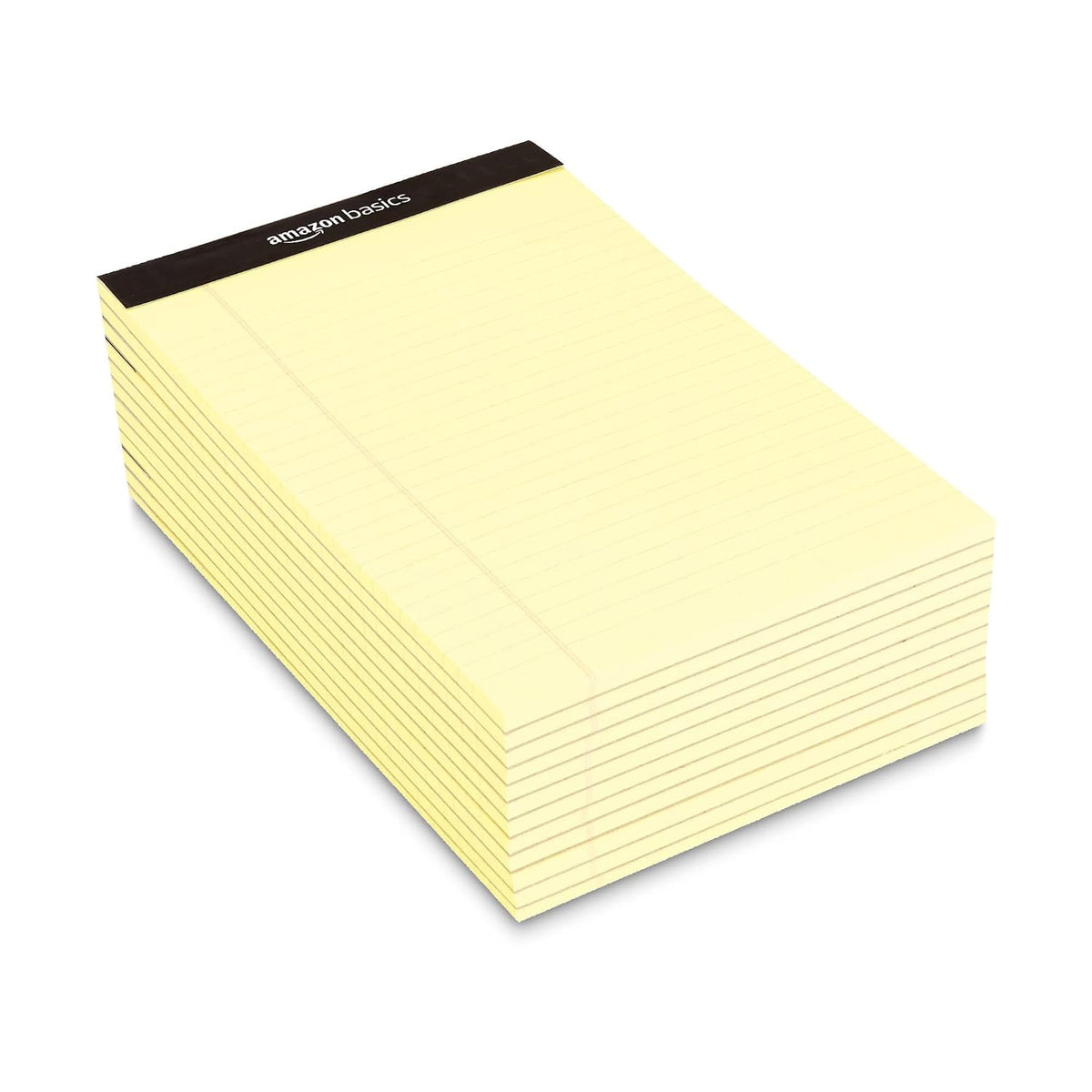 Amazon Basics 50-Sheet Narrow Ruled Lined Writing Note Pad, 5" x 8", 12-Pack, Canary, Perforated