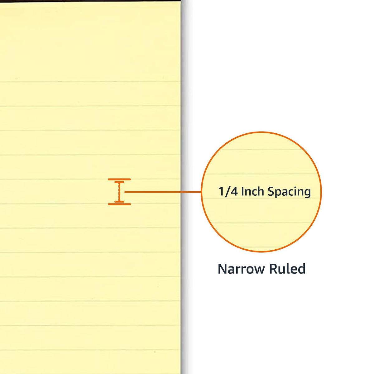 Amazon Basics 50-Sheet Narrow Ruled Lined Writing Note Pad, 5" x 8", 12-Pack, Canary, Perforated