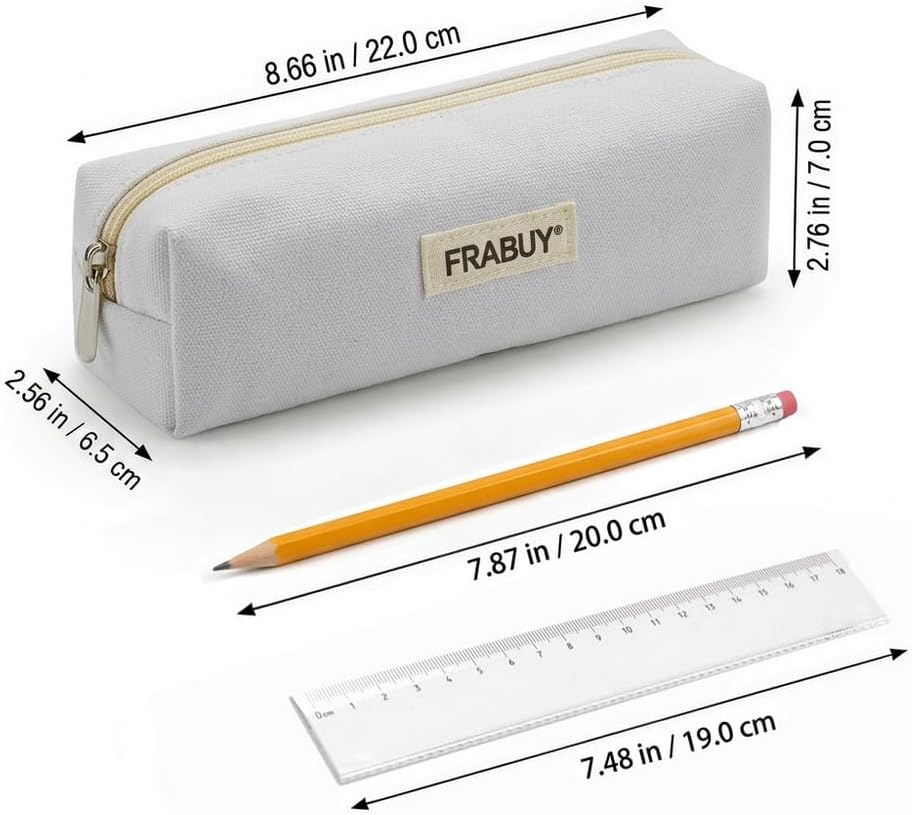 Canvas Pencil Case Pouch, Multipurpose Pen Bag Stationery White