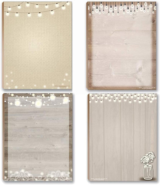 Stonehouse Collection Rustic Notepads - USA Made To Do List Notepad, Multi-Purpose Cute Stationery, Home Office Supplies, Pretty Notebook, 4 Assorted Design Notepads 4.25 x 5.5 inches each, Rustic