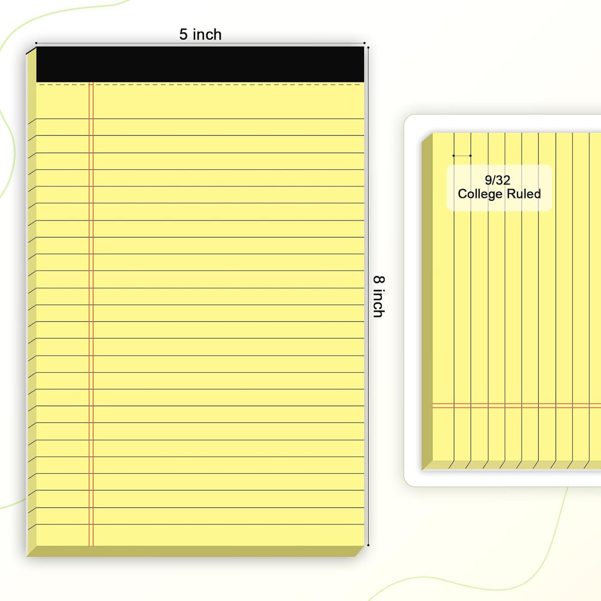 AILZFEI 6pcs Small Note Pad 5x8 College Ruled Legal Pads Paper Notepads 6 Pack Study Back Writing Pads 5 x 8 Legal Pads Perforated Narrow Ruled Pads of Paper Yellow