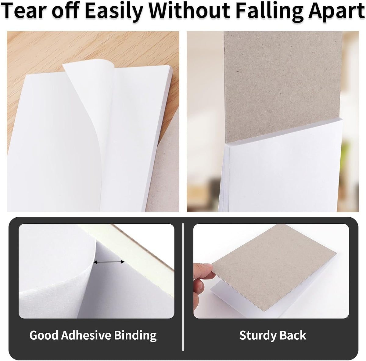8 Pack Note Pads 3x5, Blank Server Notepad Scratch Pads, 50 Sheets Each