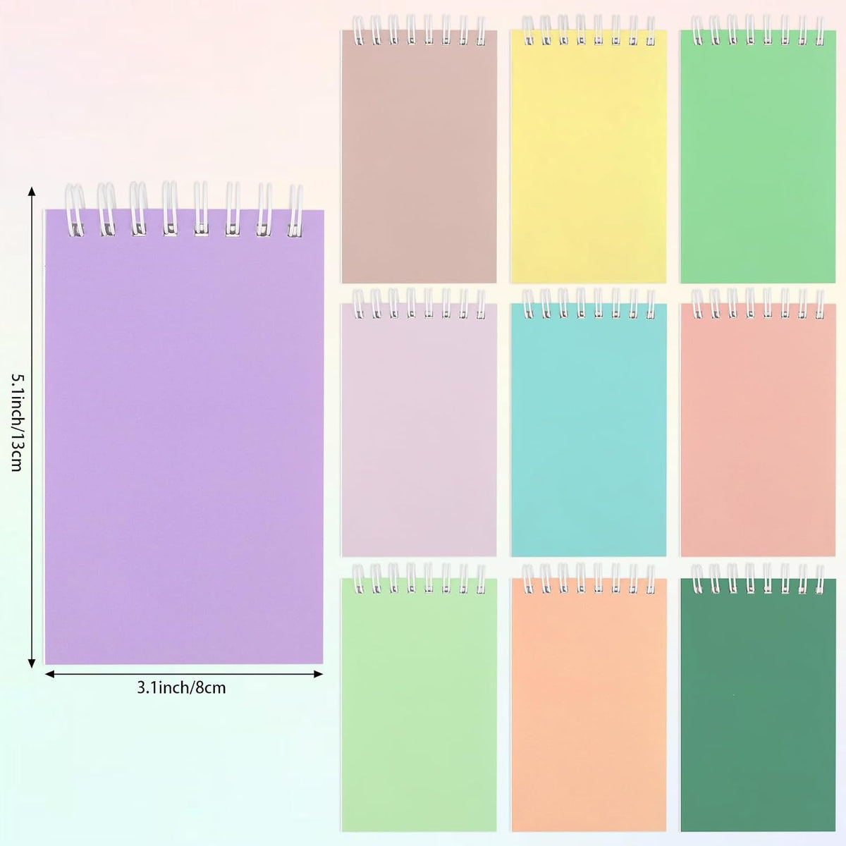 Hooqict 10 Pack Pocket Notebook 3x5 Colorful Mini Notebooks Small Spiral Notepads with Lined Pages, Memo Note Pads for Kids, Party Favors, Work, Office, Students School Supplies, 50 Sheets/100 Pages