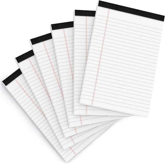 Legal Pads 5x8 Inch Writing Pads for Office Note Pads 5x8 for Work, 6 Pack