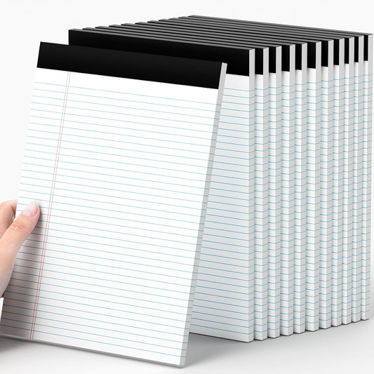 AILZFEI 12 Pack of Legal Pads 8.5 x 11.75 College Ruled Notebook White Paper Note Pad Narrow Ruled 30 Sheets Notepads Perforated Writing Pad Clear Print 8x11 Legal Pads Pads of Paper