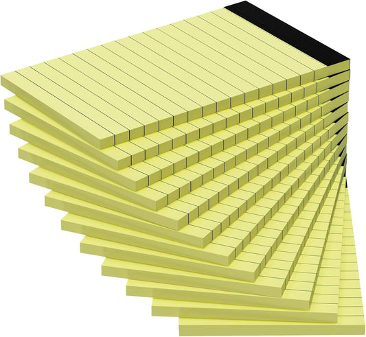 12 Pack Notepads 3x5, Perforated Yellow Lined Paper Memo Pads, 30 Sheets
