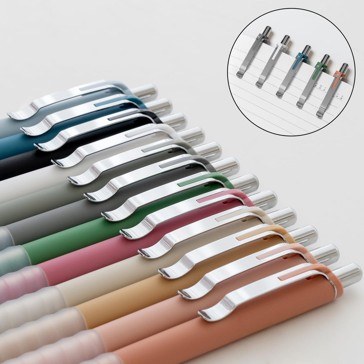 Linbsunne Ballpoint Pens Black Medium Point 1mm Pen with Super Soft Grip Ball Point Pen for Men Women Retractable Pens (silver-12 pcs)