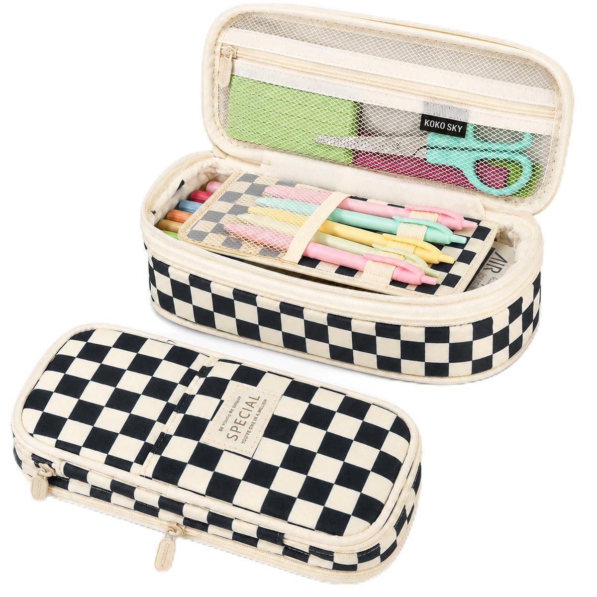 PUPTILY Pencil Case, Large Capacity Aesthetic Pencil Cases with Durable Zipper, Big Stationery Pencil Pouch for Women & Men, Adults Portable Storage Organizer Bag for College, Office, Travel (Green)