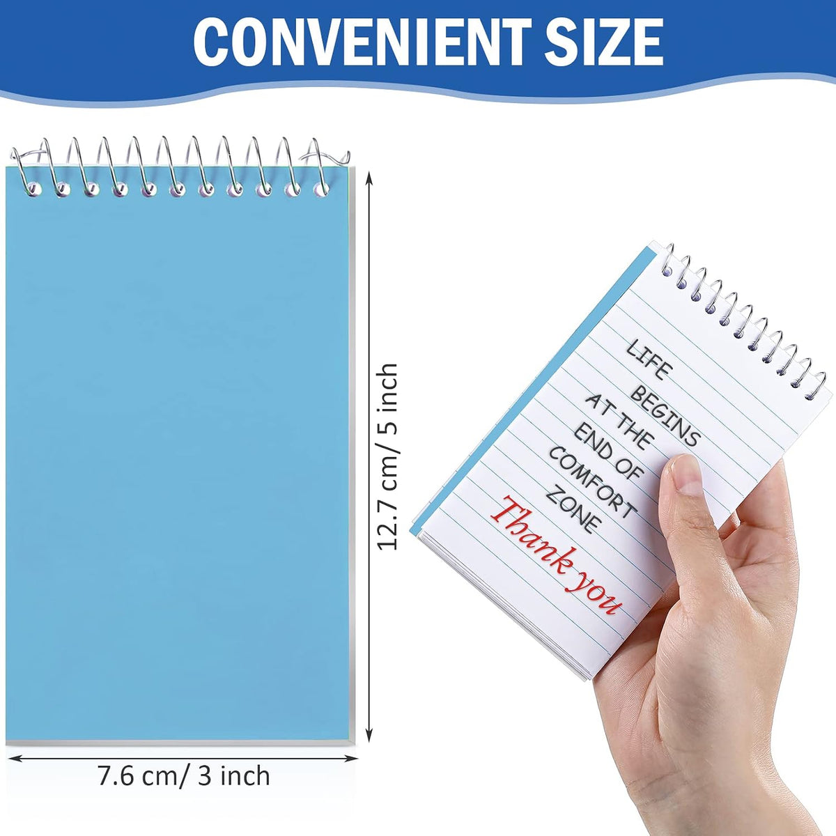 Teling 100 Pcs Pocket Notebooks Bulk Small Spiral Memo Pads 3x5'' Note Pad