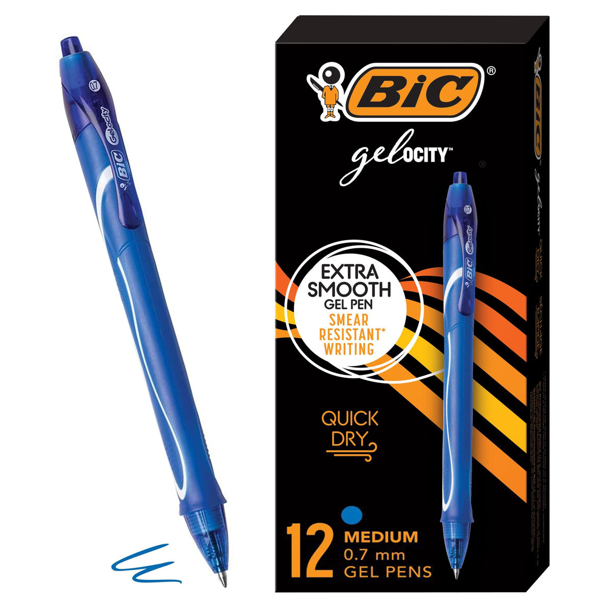 BIC Gelocity Quick Dry Gel Pens, 12-Count in Black Ink