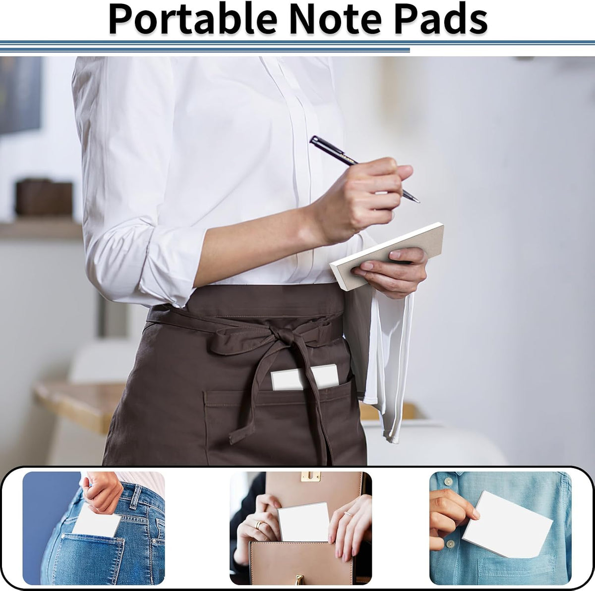 8 Pack Note Pads 3x5, Blank Server Notepad Scratch Pads, 50 Sheets Each
