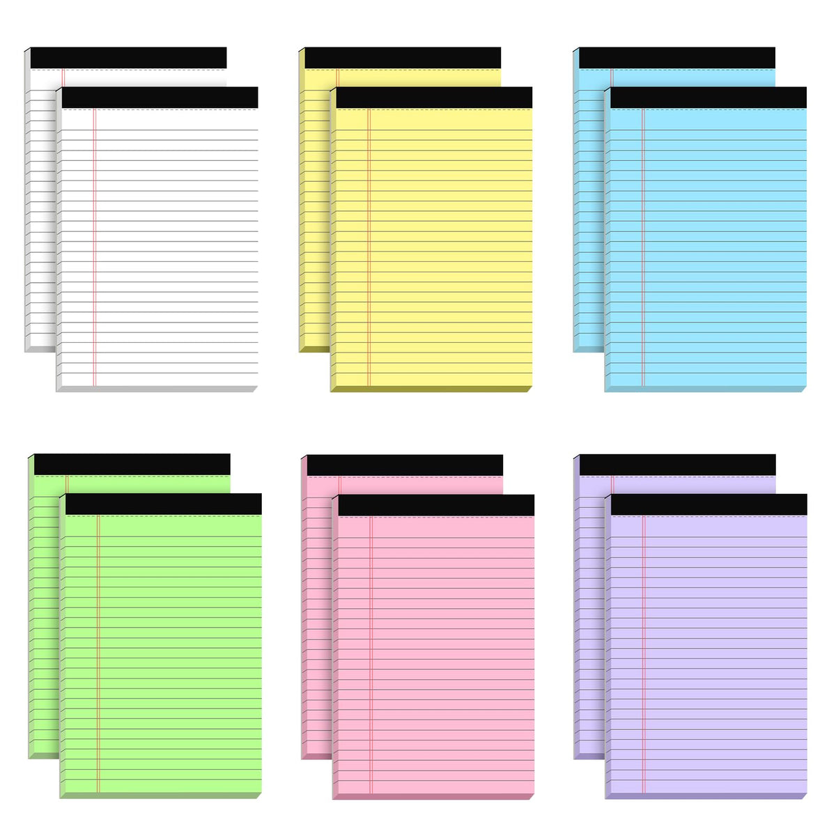 AILZFEI 6pcs Small Note Pad 5x8 College Ruled Legal Pads Paper Notepads 6 Pack Study Back Writing Pads 5 x 8 Legal Pads Perforated Narrow Ruled Pads of Paper Yellow