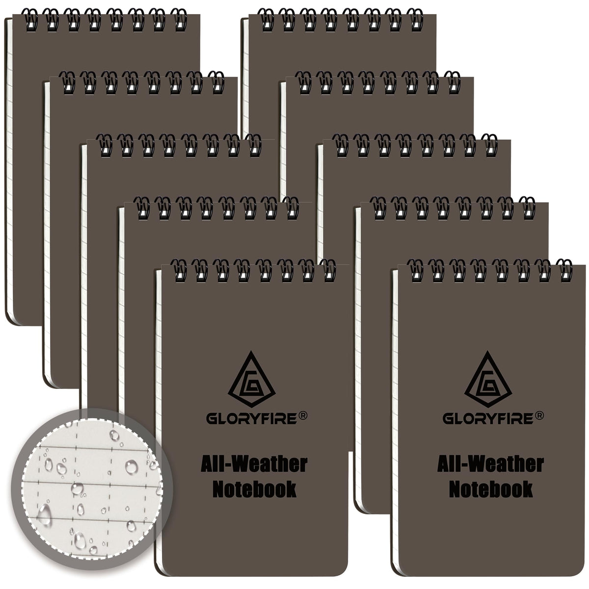 GLORYFIRE 5 Pack Waterproof Notebook, All-Weather Pocket Notepad 3"x5"