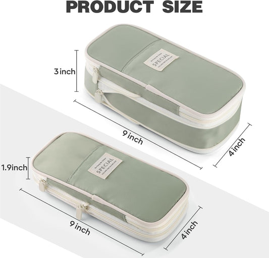 Large Capacity Pencil Case with Zipper, Aesthetic Pencil Pouch, Portable Stationery Organizer Bag for Teen and Adults, Big Pencil Bag for College, Office, Travel