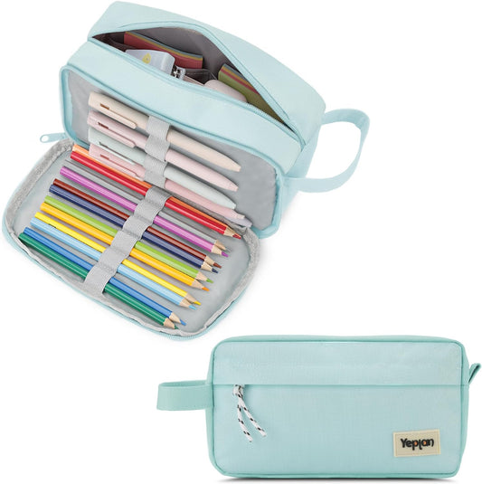 Yeplan Mint Green Pencil Case with Handle,Large Capacity Pencil Pouch